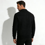 Adrian Beaumont | Microsuede Bomber Jacket with Refined Edge (Black)
