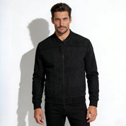 Adrian Beaumont | Microsuede Bomber Jacket with Refined Edge (Black)