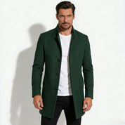 Edward Moretti | Stand Collar Wool Overcoat with Signature Elegance