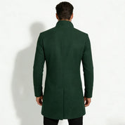 Edward Moretti | Stand Collar Wool Overcoat with Signature Elegance