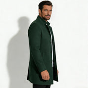 Edward Moretti | Stand Collar Wool Overcoat with Signature Elegance