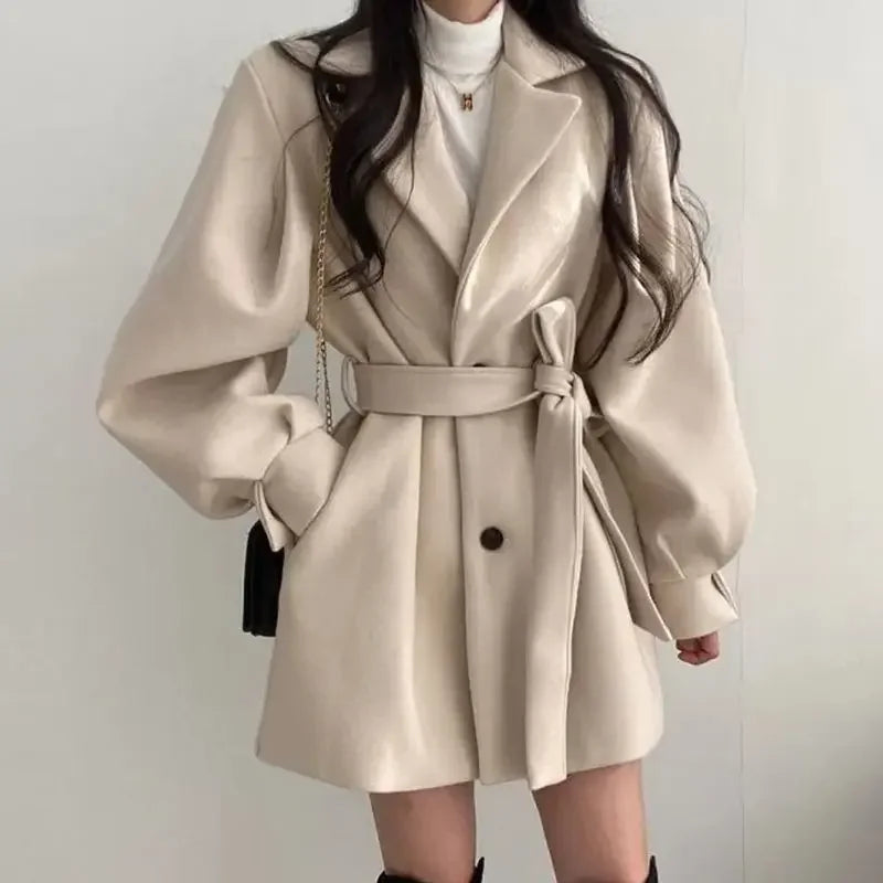 Élise Beaumont | Elegant Belted Mini Coat For Women