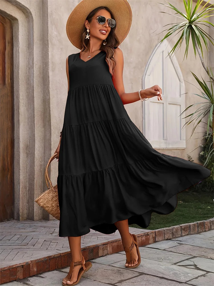 Élise Bernard | Effortless Tiered Midi Dress For Women