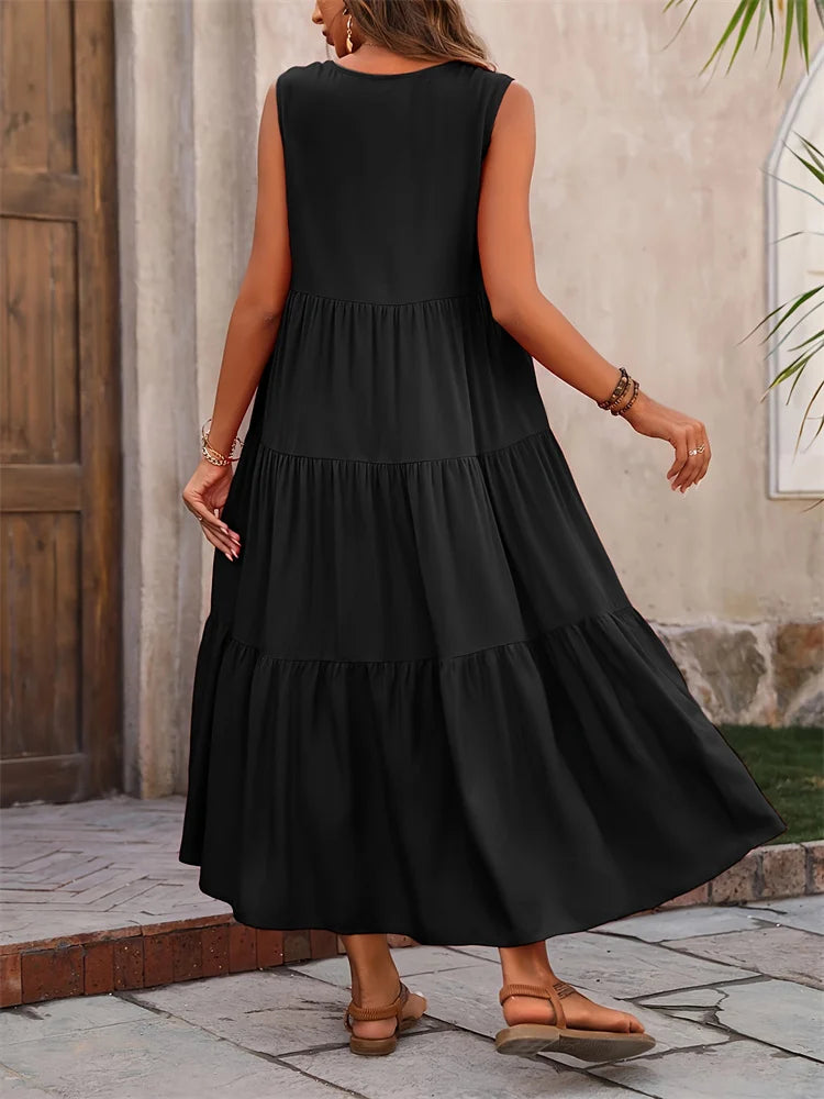 Élise Bernard | Effortless Tiered Midi Dress For Women