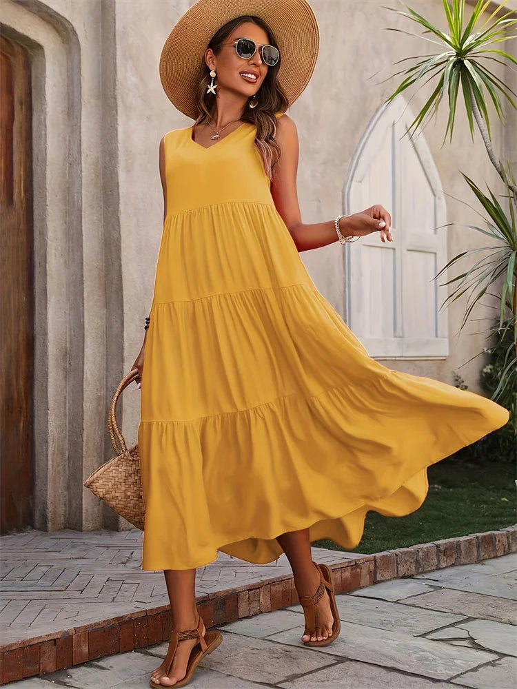 Élise Bernard | Effortless Tiered Midi Dress For Women