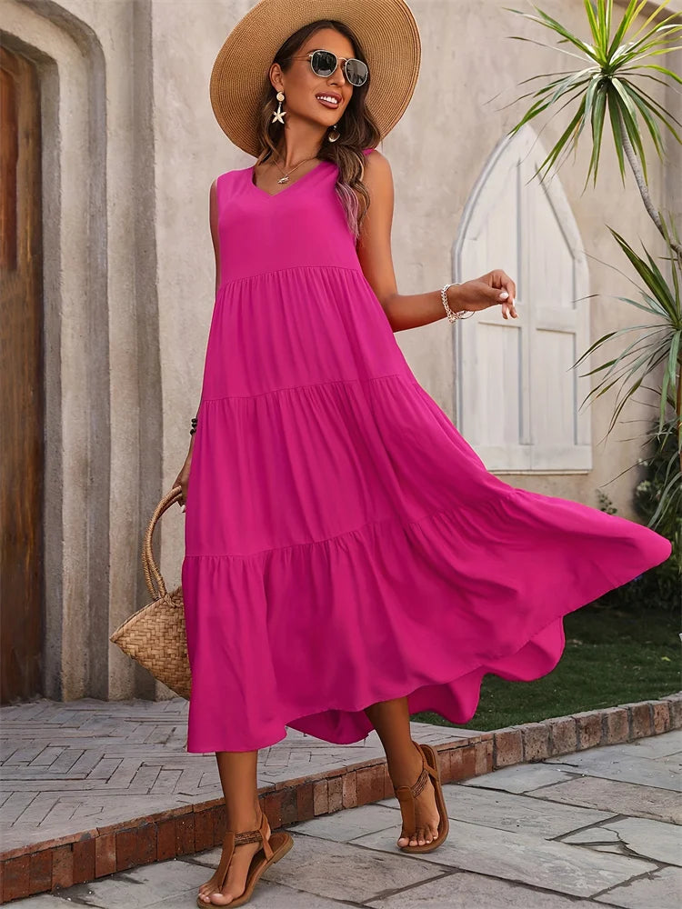 Élise Bernard | Effortless Tiered Midi Dress For Women