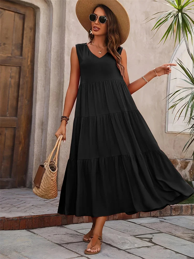 Élise Bernard | Effortless Tiered Midi Dress For Women
