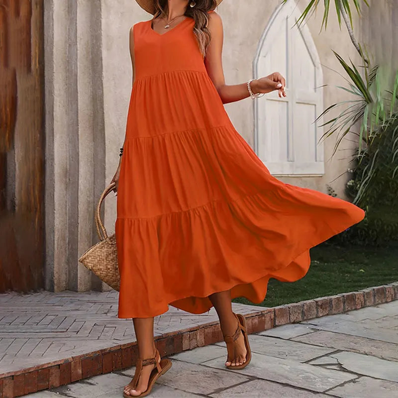 Élise Bernard | Effortless Tiered Midi Dress For Women