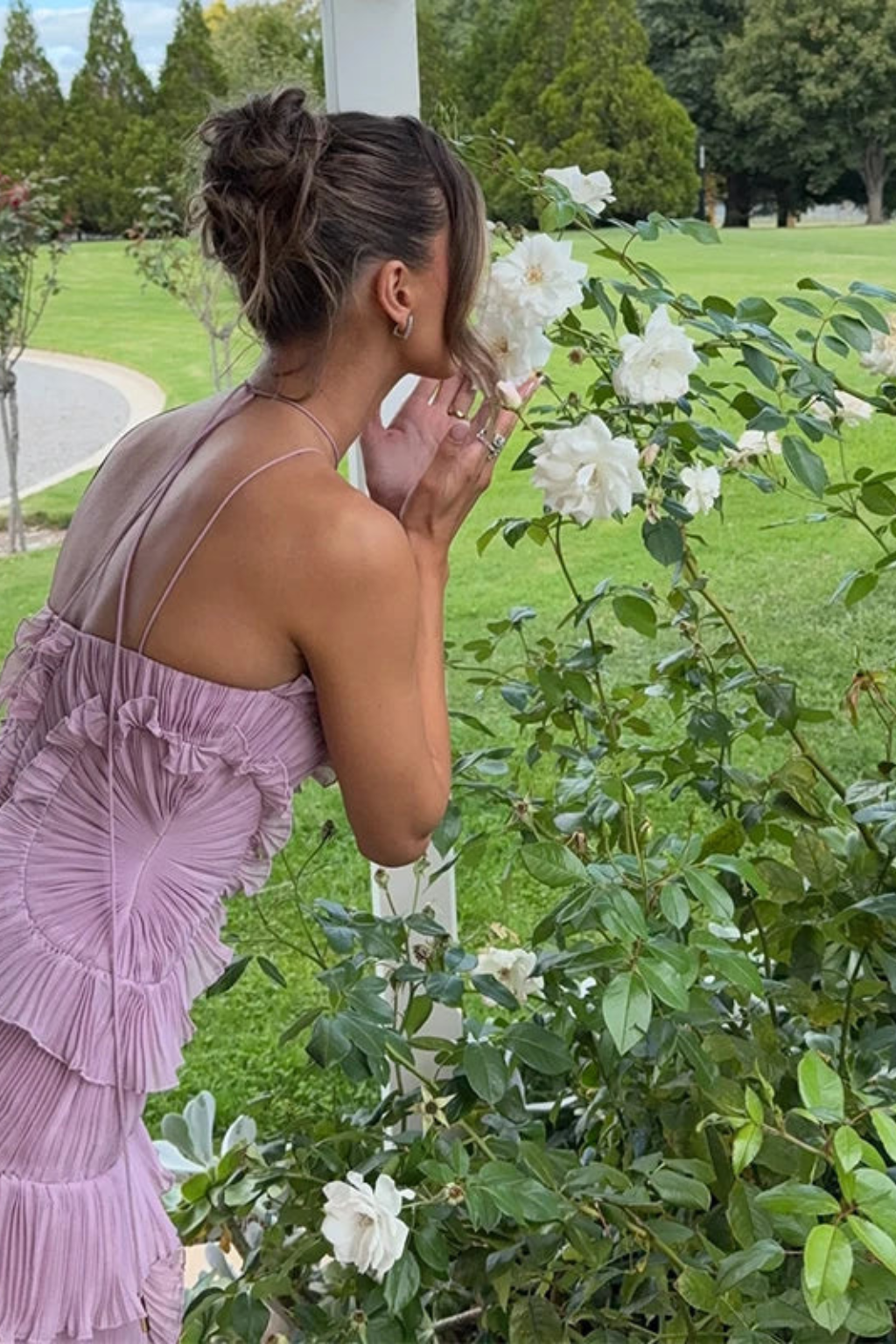 Élise Montclair | Romantic Ruffle Pleated Midi Dress For Women