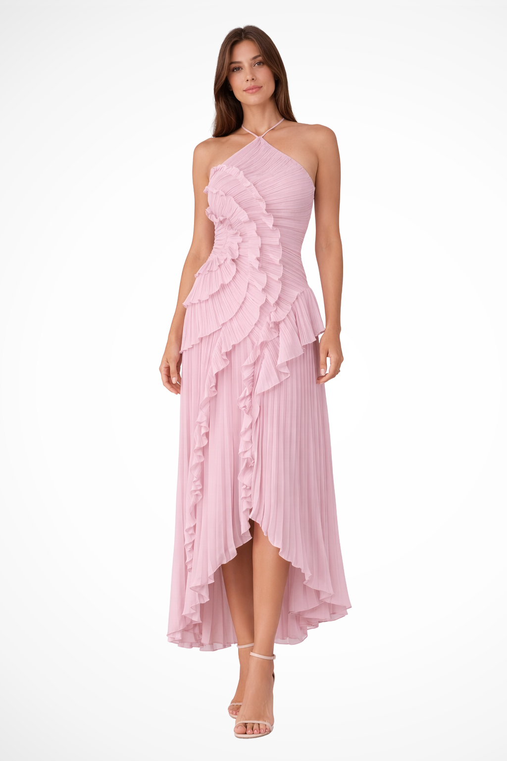 Élise Montclair | Romantic Ruffle Pleated Midi Dress For Women