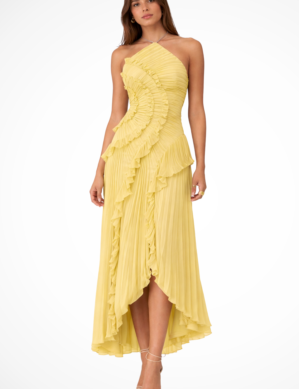 Élise Montclair | Romantic Ruffle Pleated Midi Dress For Women