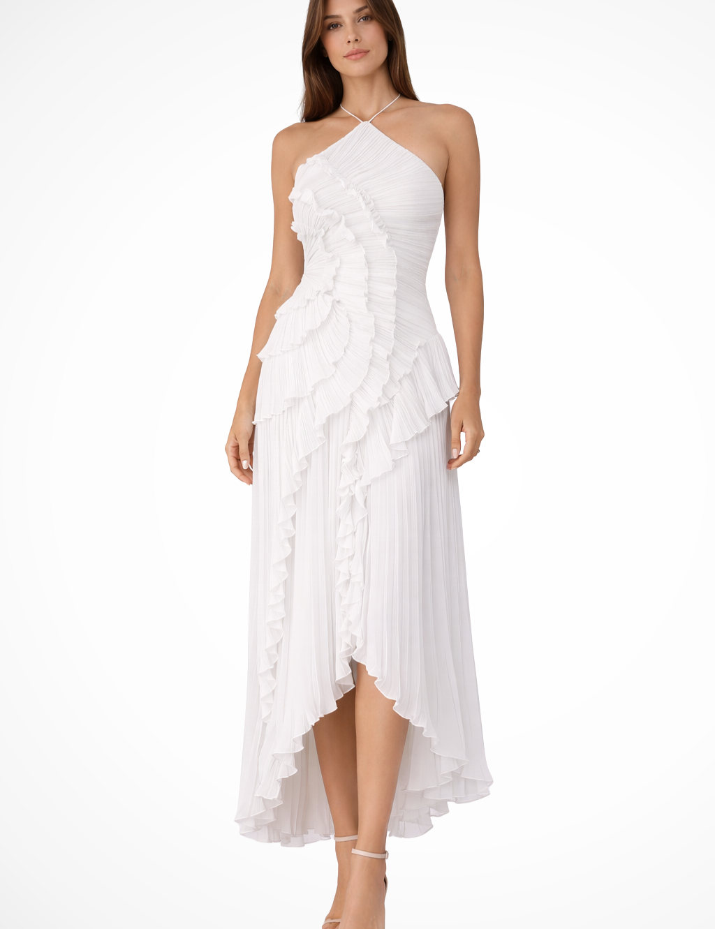 Élise Montclair | Romantic Ruffle Pleated Midi Dress For Women