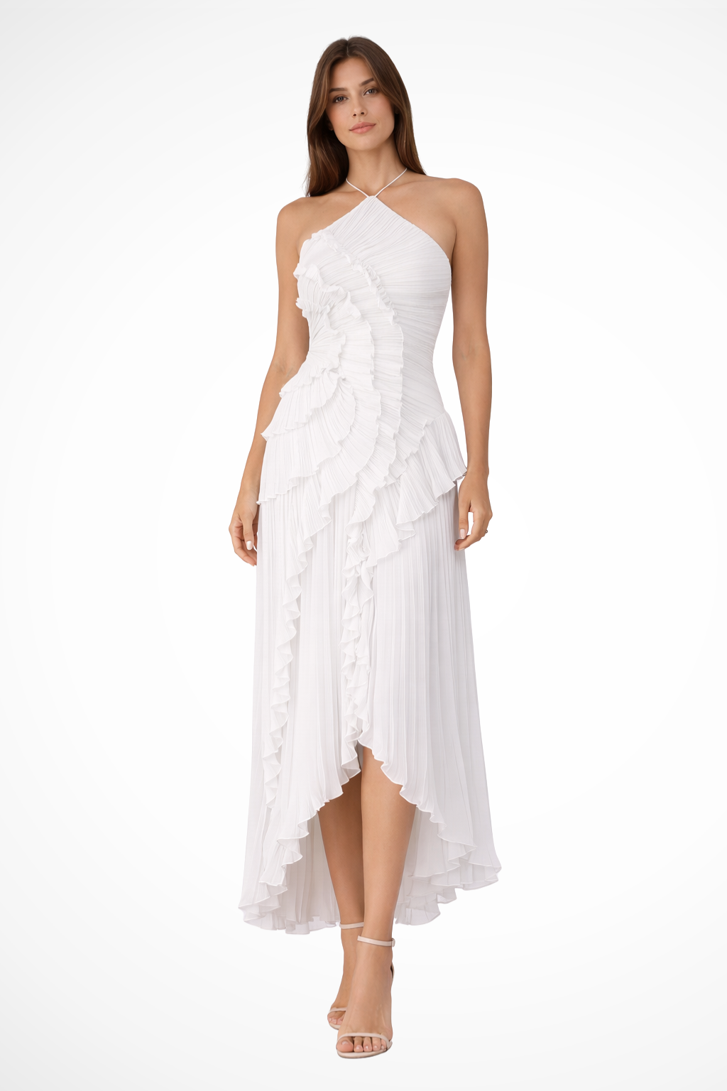 Élise Montclair | Romantic Ruffle Pleated Midi Dress For Women