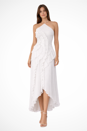 Élise Montclair | Romantic Ruffle Pleated Midi Dress For Women