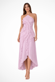 Élise Montclair | Romantic Ruffle Pleated Midi Dress For Women
