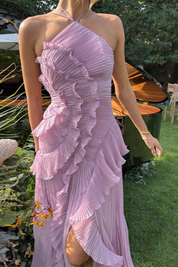 Élise Montclair | Romantic Ruffle Pleated Midi Dress For Women