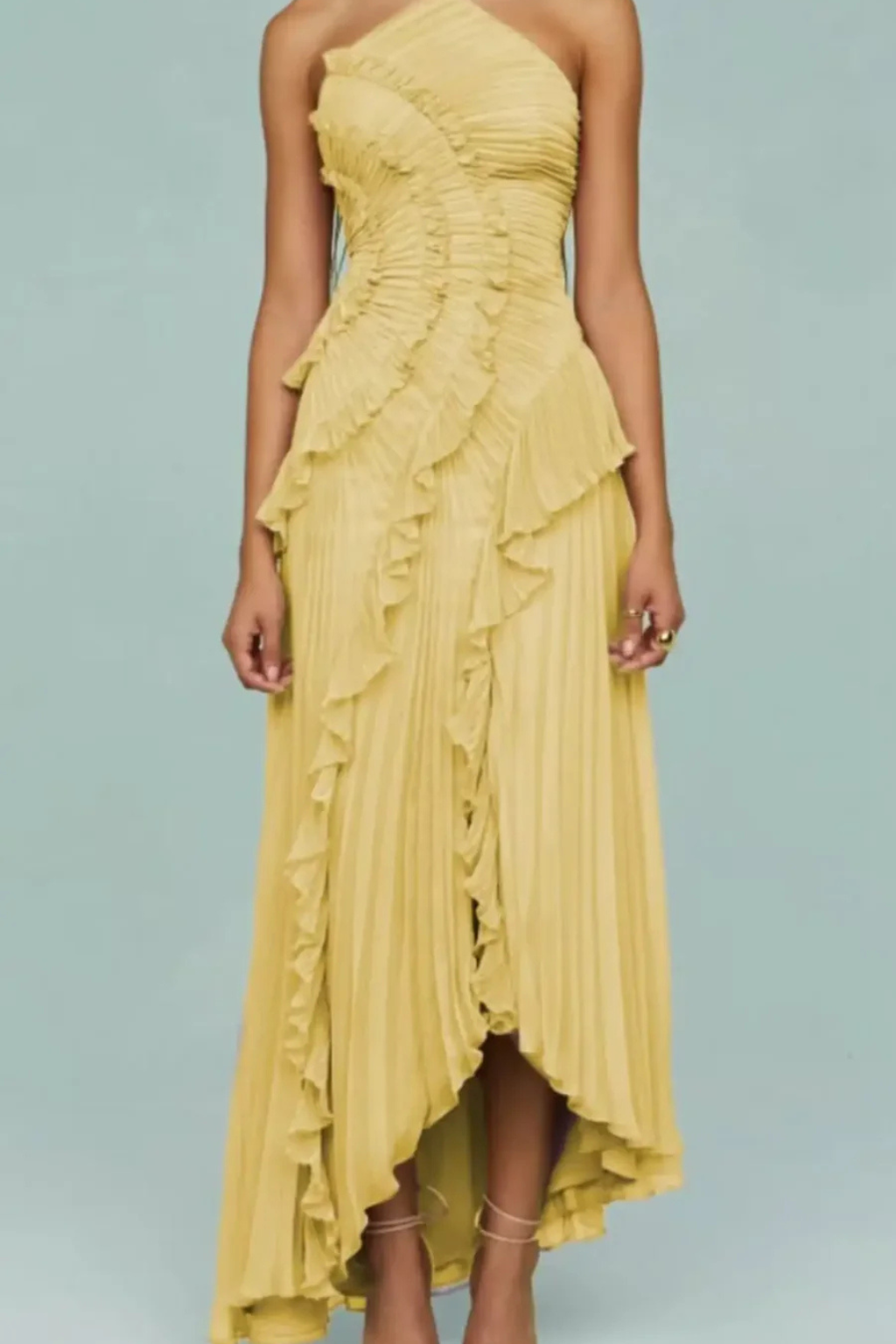 Élise Montclair | Romantic Ruffle Pleated Midi Dress For Women