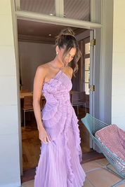 Élise Montclair | Romantic Ruffle Pleated Midi Dress For Women