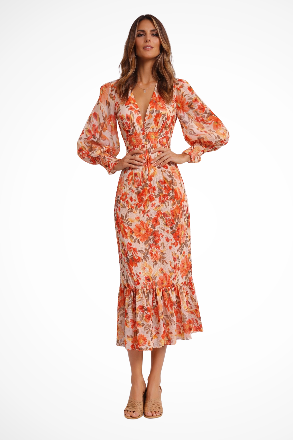Élise Moreau | Romantic Floral Midi Dress