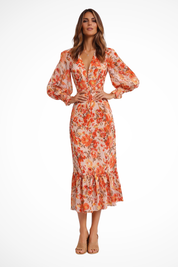 Élise Moreau | Romantic Floral Midi Dress