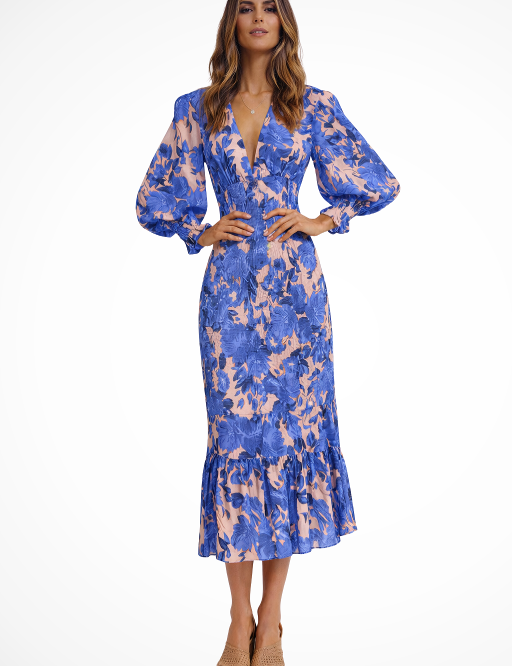 Élise Moreau | Romantic Floral Midi Dress
