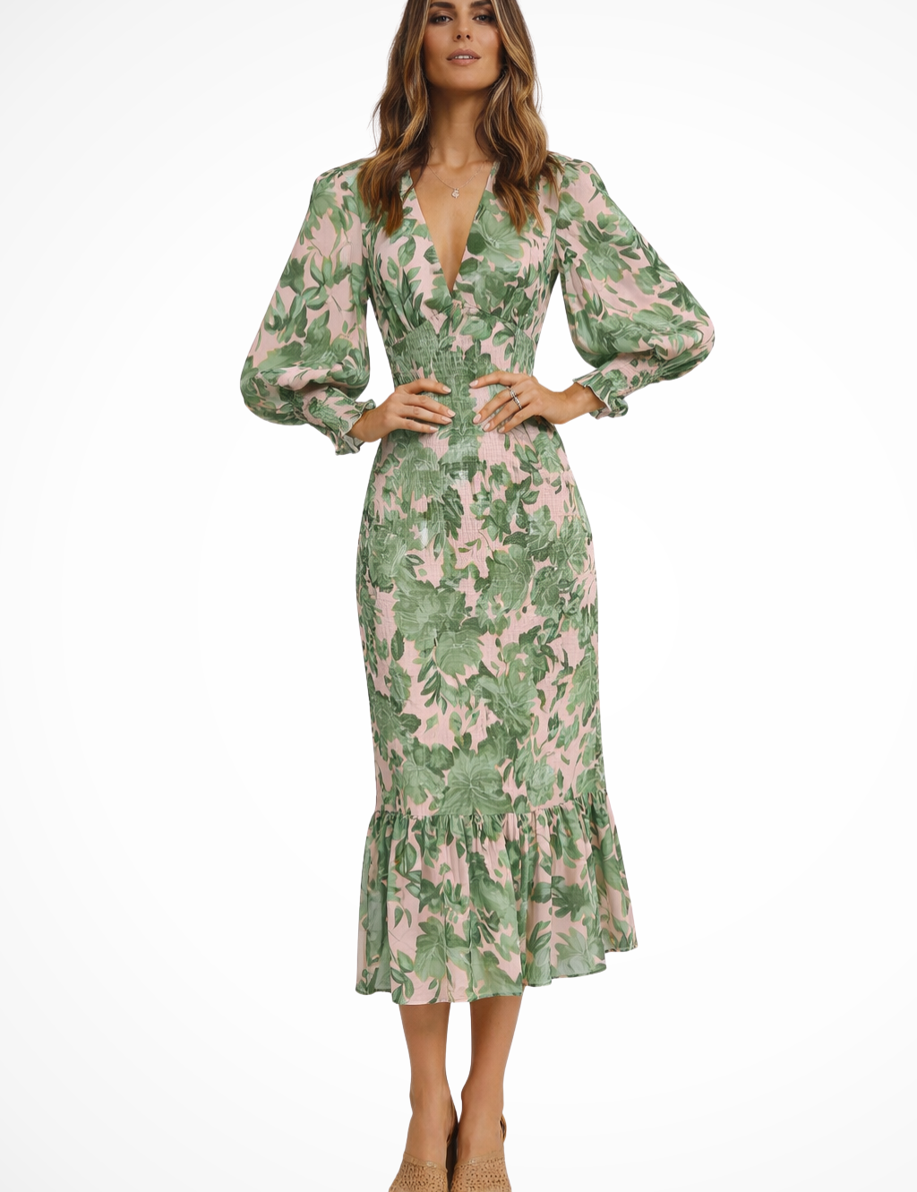 Élise Moreau | Romantic Floral Midi Dress