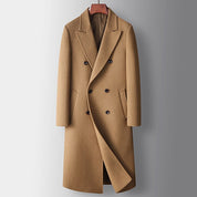 Rupert Holloway | Pardessus long en laine camel à double boutonnage