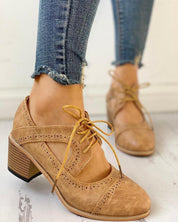 Evelina Beaumont | Lace-Up Block Heels