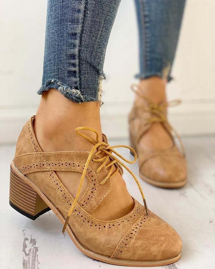 Evelina Beaumont | Lace-Up Block Heels
