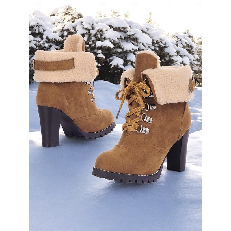Tabitha Evans | Fur-Trimmed Lace-Up Winter Boots
