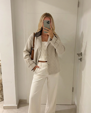 Élodie Henson | Elegant Check Contrast Collar Jacket For Women