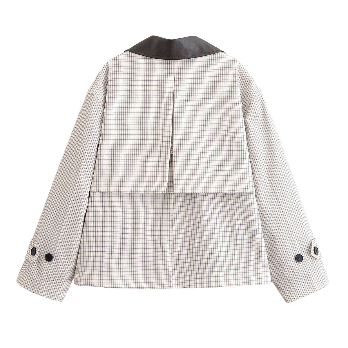 Élodie Henson | Elegant Check Contrast Collar Jacket For Women