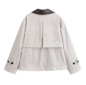 Élodie Henson | Elegant Check Contrast Collar Jacket For Women