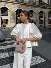Élodie | Luxe Satin Cropped Blouse