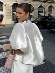Élodie | Luxe Satin Cropped Blouse