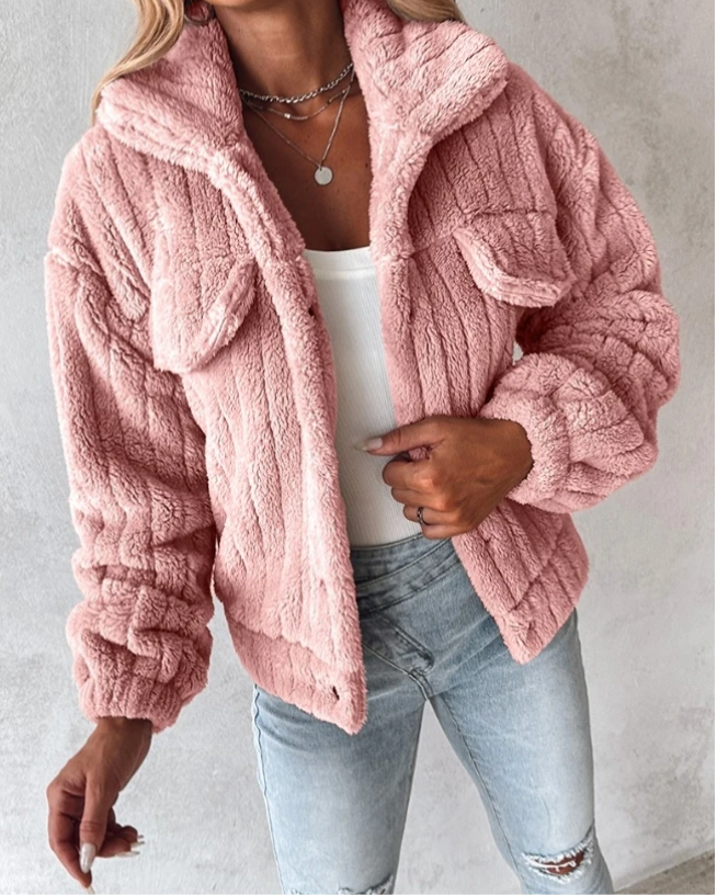 Élodie Marchand | Plush Sherpa Button Jacket For Women
