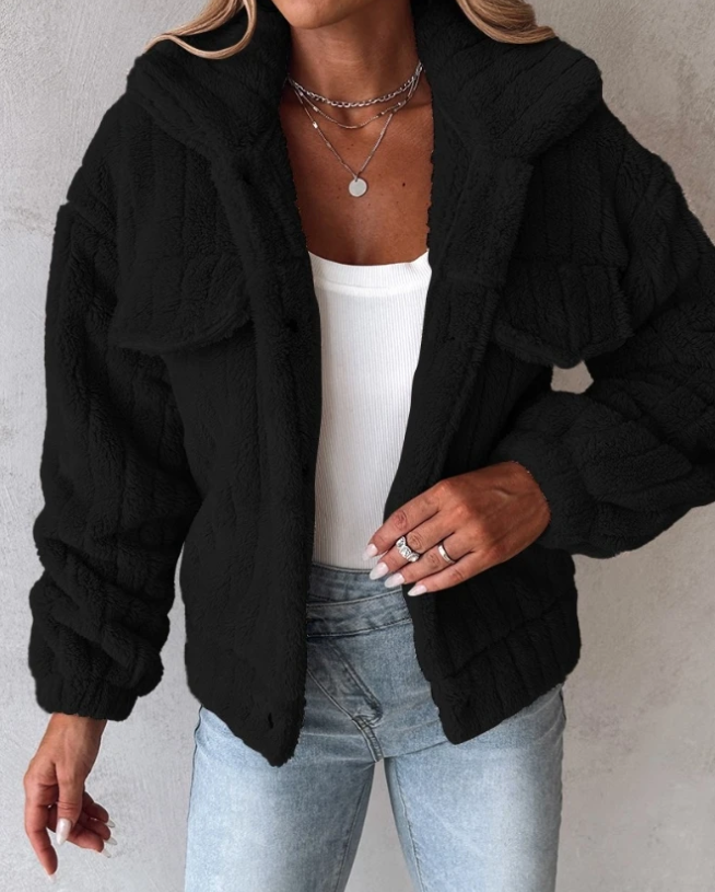 Élodie Marchand | Plush Sherpa Button Jacket For Women