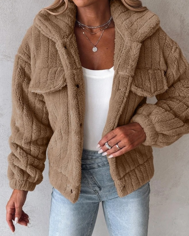 Élodie Marchand | Plush Sherpa Button Jacket For Women