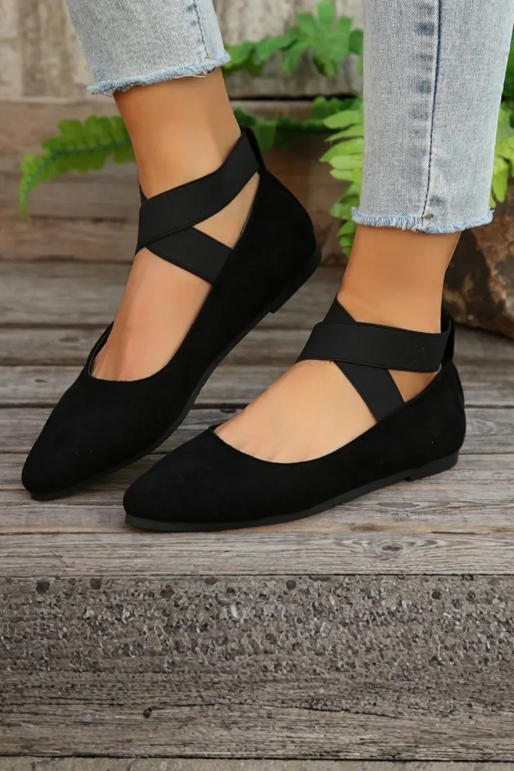 Élodie Marchand | Suede Strap Ballet Flats For Women