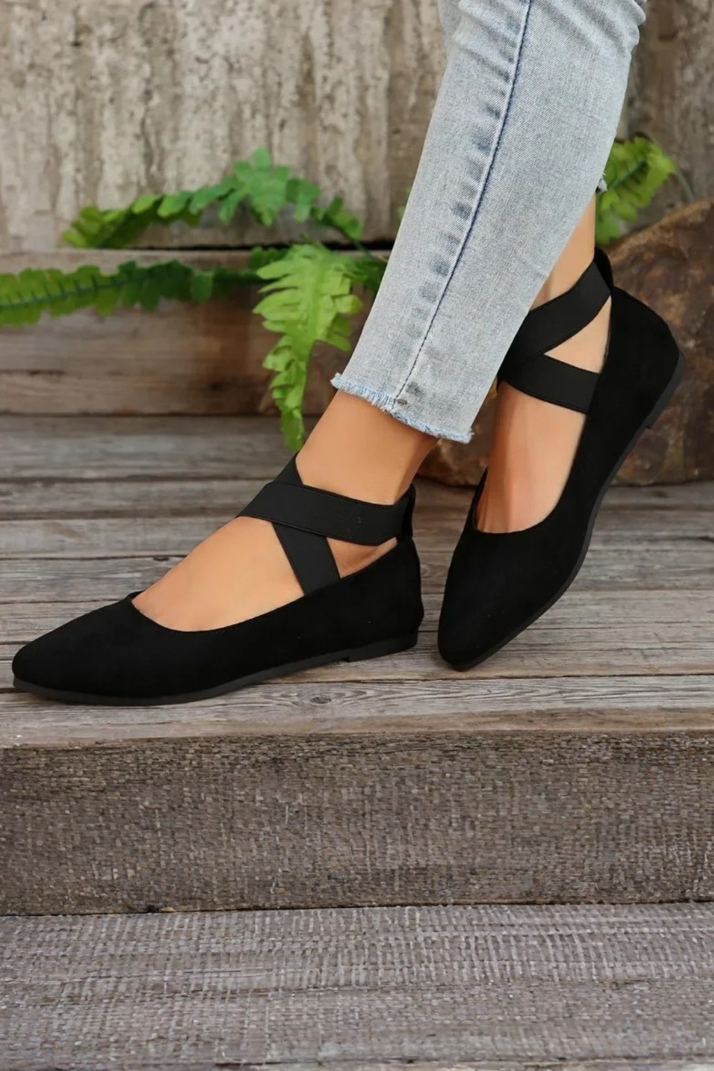 Élodie Marchand | Suede Strap Ballet Flats For Women