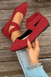 Élodie Marchand | Suede Strap Ballet Flats For Women