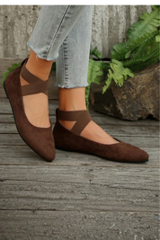 Élodie Marchand | Suede Strap Ballet Flats For Women
