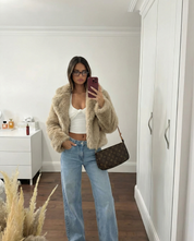 Élodie Moreau | Luxe Faux Fur Cropped Jacket For Women