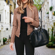 Élodie Moreau | Sleek Zip Leather Jacket For Women