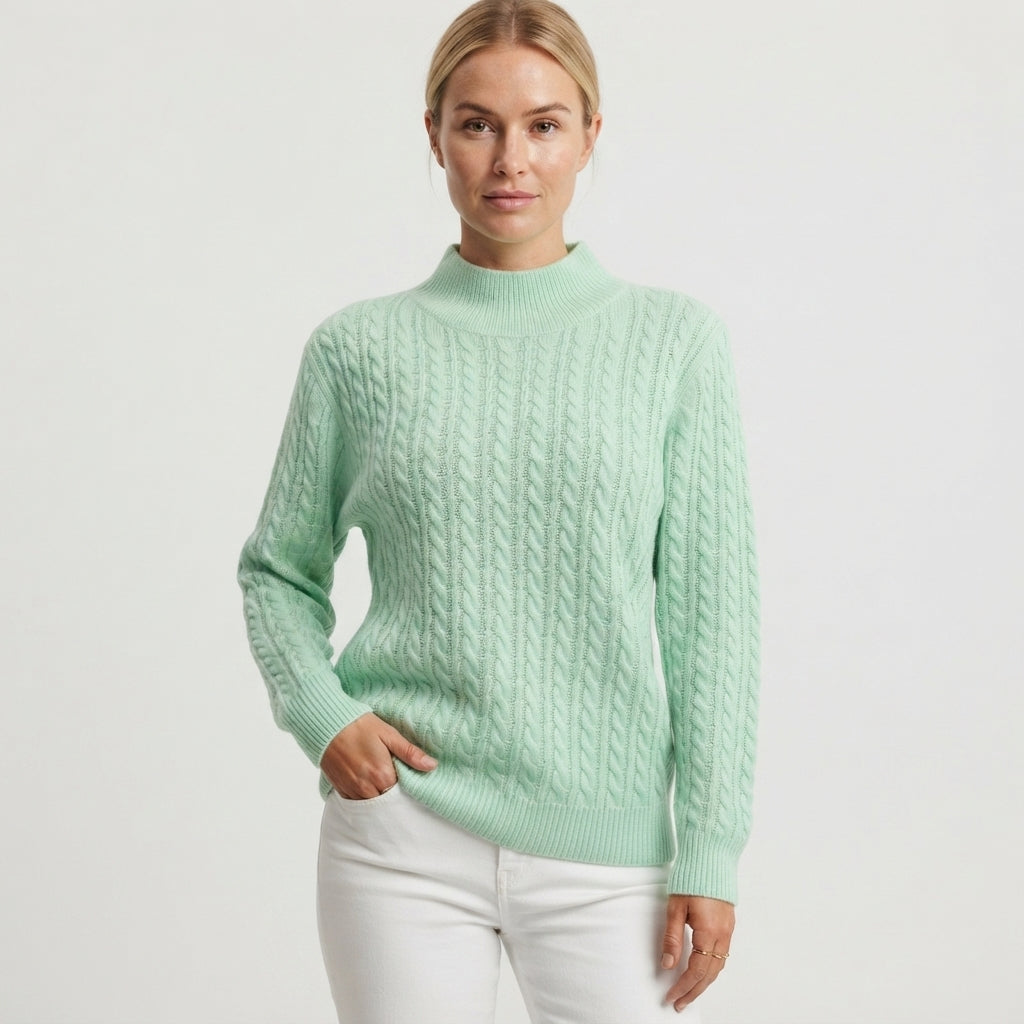 Lorelei Clarke | Pull à col rond en maille torsadée couleur menthe