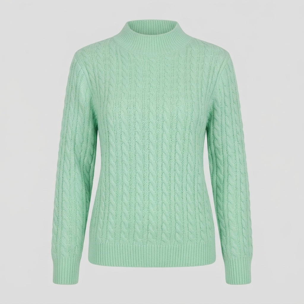 Lorelei Clarke | Pull à col rond en maille torsadée couleur menthe
