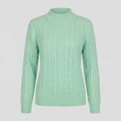 Lorelei Clarke | Pull à col rond en maille torsadée couleur menthe