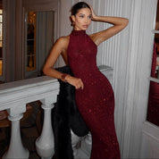 Quinlan Ford | Burgundy Sequin Evening Gown