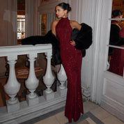 Quinlan Ford | Burgundy Sequin Evening Gown