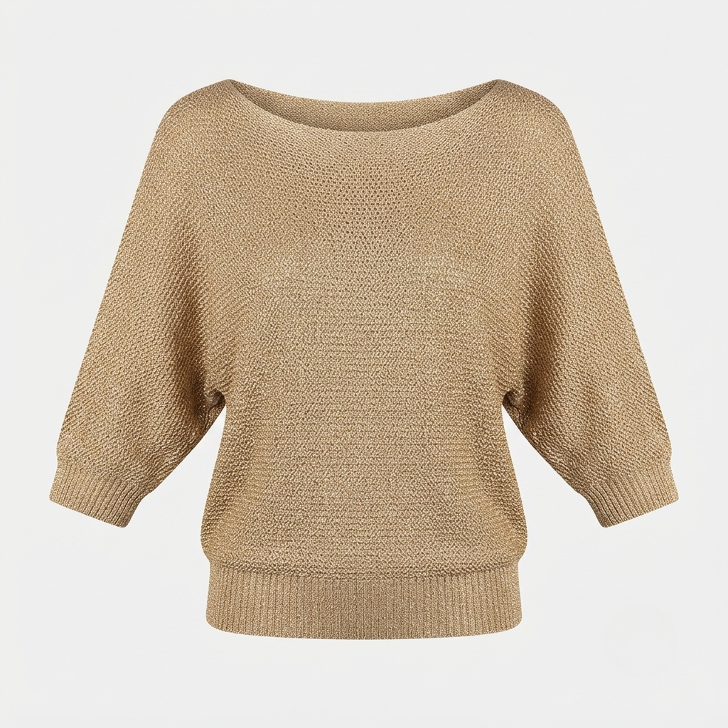 Lydia Harrison | Slouchy Knit Sweater Top in Warm Camel